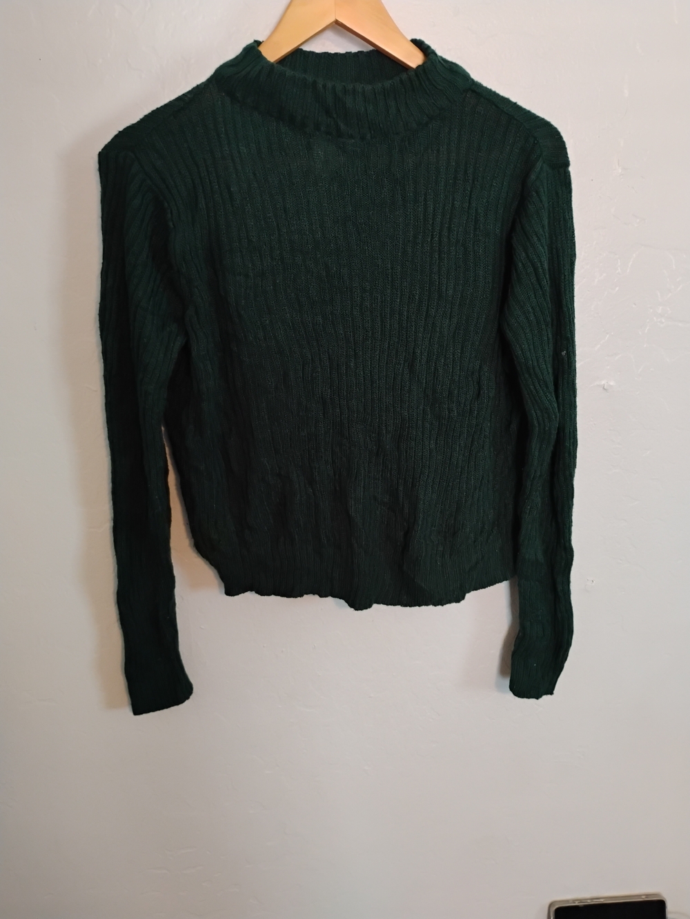 Divided H&M Womens Green Ribbed Knit Crew Neck Pullover Sweater Long Sleeve S